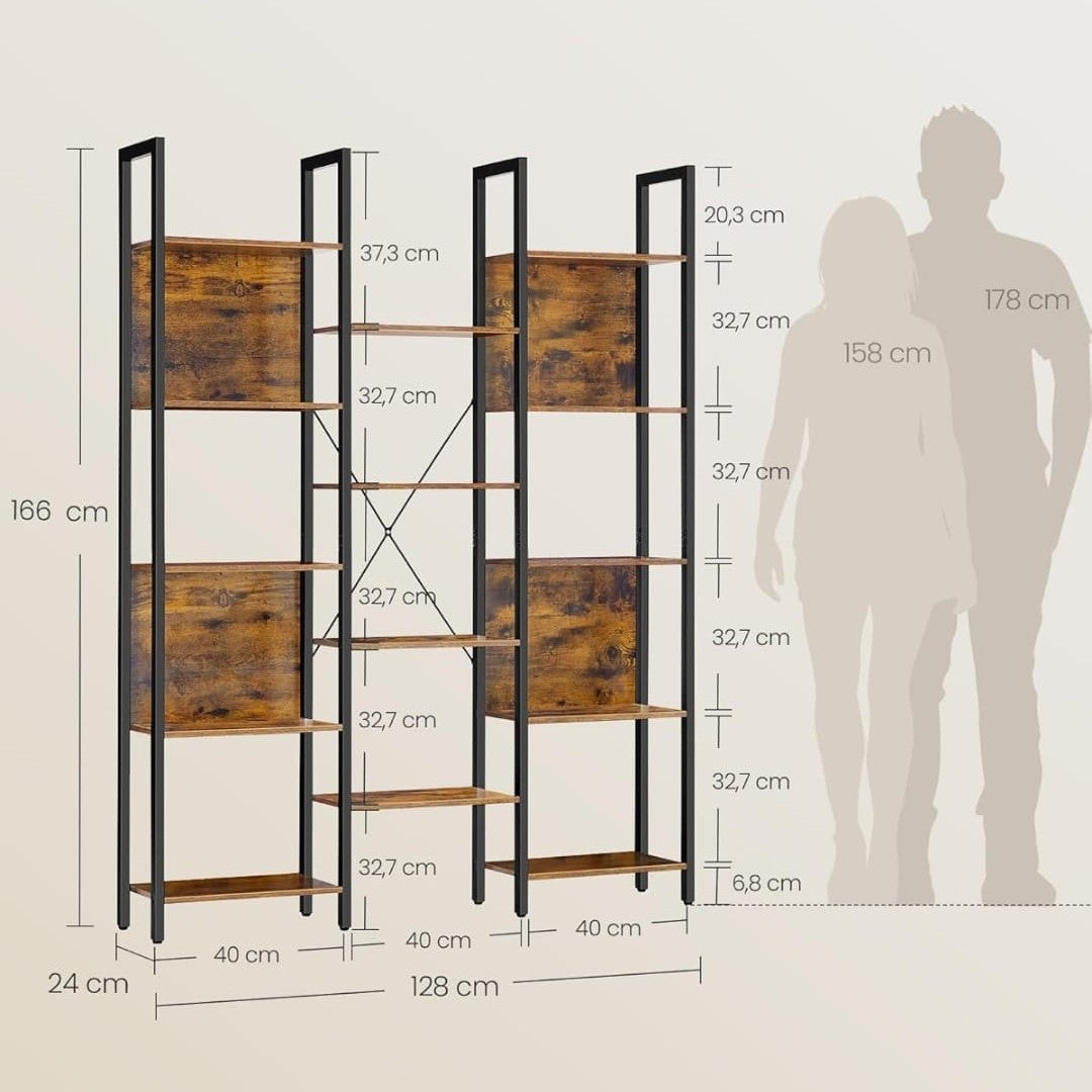 Vintage Wood Open Cupboard with 14 Shelves - VintWood Furniture