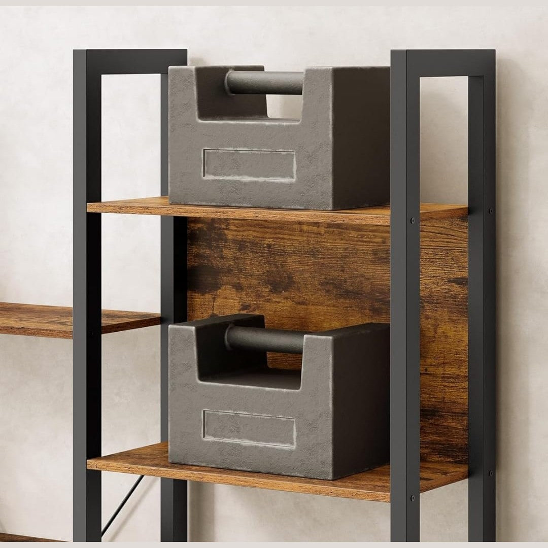 Vintage Wood Open Cupboard with 14 Shelves - VintWood Furniture